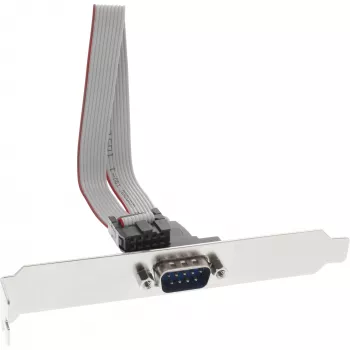 Chapa de ranura serie InLine 9 pines conector macho a 10 pines conector hembra interno 1:1 cable, 0,6 m, gris