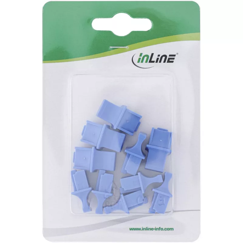 InLine Tapa antipolvo para conector hembra RJ45, azul, 10 uds.
