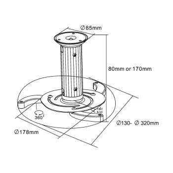 Soporte para proyector InLine 23134A altura 130/200 mm máx. 10 kg