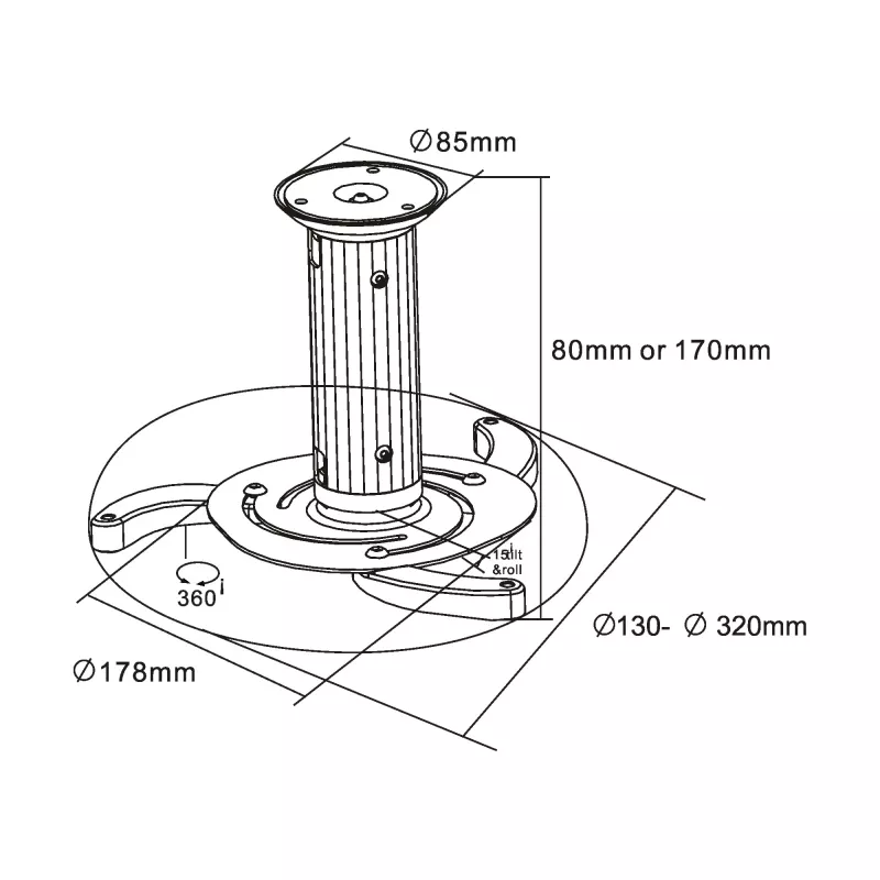 Soporte para proyector InLine 23134A altura 130/200 mm máx. 10 kg