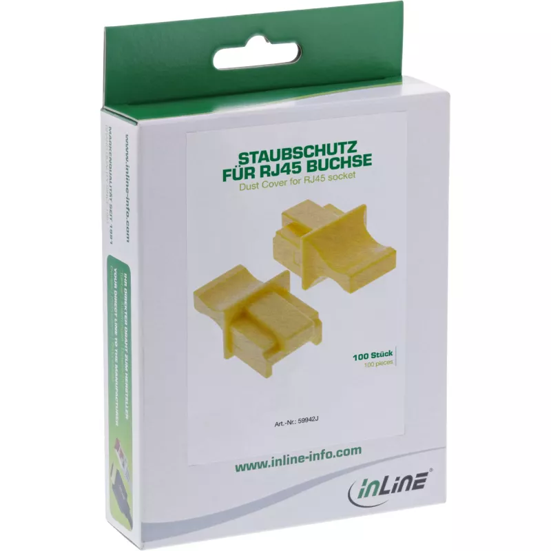 InLine Tapa antipolvo para conector hembra RJ45, amarillo, 100 uds.