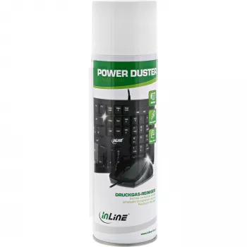 Spray limpiador InLine Power De-Duster para PC/servidor — Alta presión 400 ml, para pantallas y plásticos