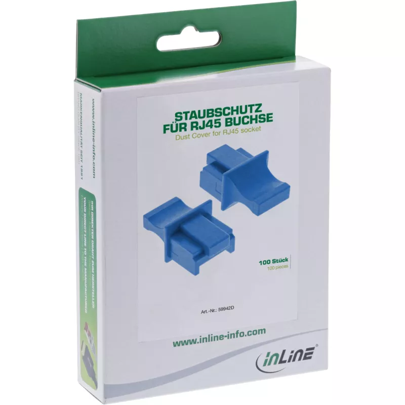 InLine Tapa antipolvo para conector hembra RJ45, azul, 100 uds.