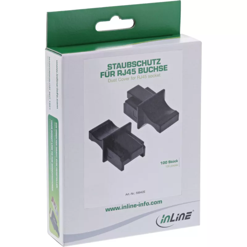 InLine Tapa antipolvo para conector hembra RJ45 negra 100 uds. 59942E