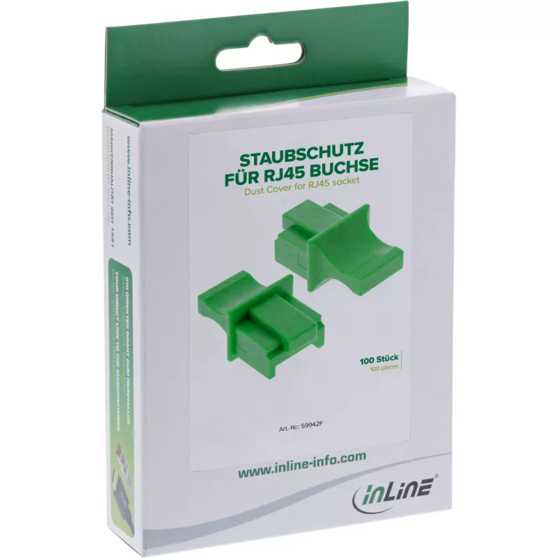 InLine Tapa antipolvo para conector hembra RJ45, verde, 100 uds.