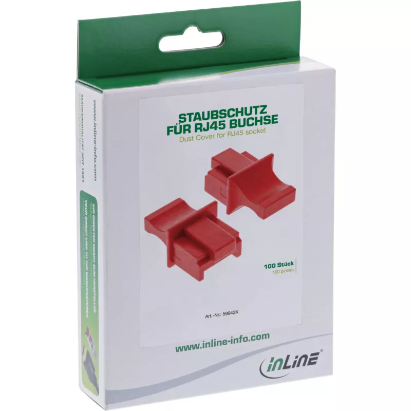 InLine Tapa antipolvo para conector hembra RJ45, rojo, 100 uds.