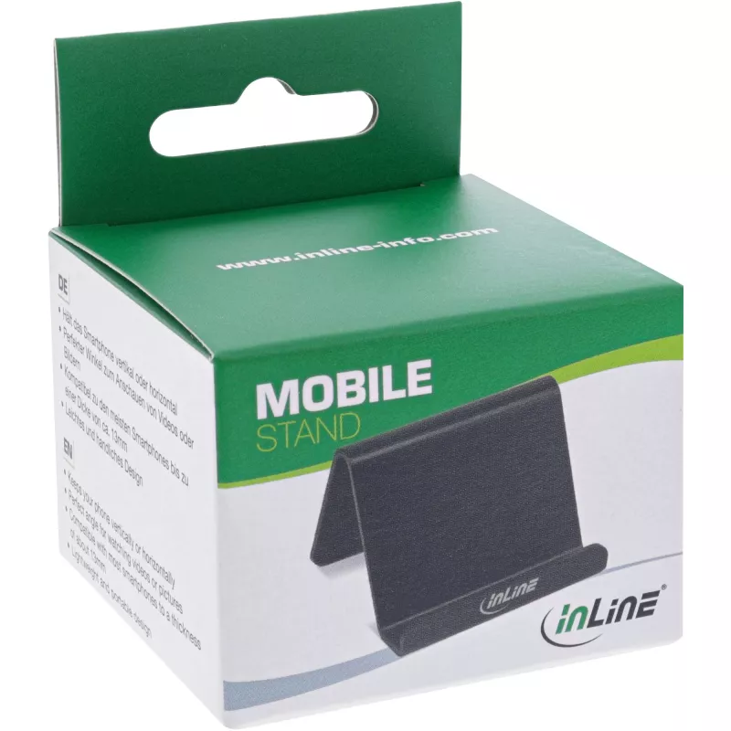 InLine Soporte de escritorio para smartphone y móvil, soporte pasivo, Negro