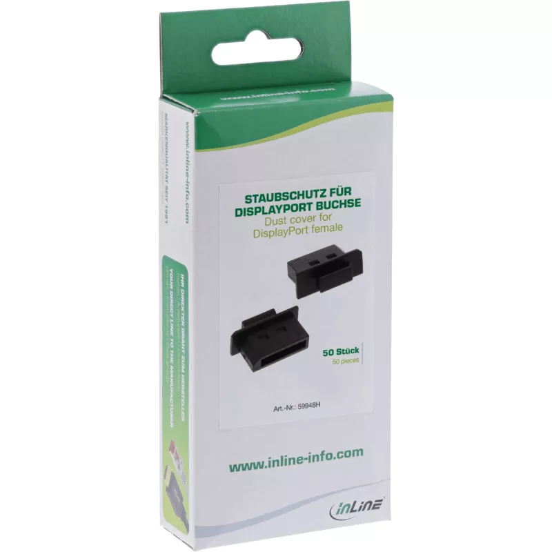 InLine Tapa antipolvo para conector hembra DisplayPort, negro, 50 uds.