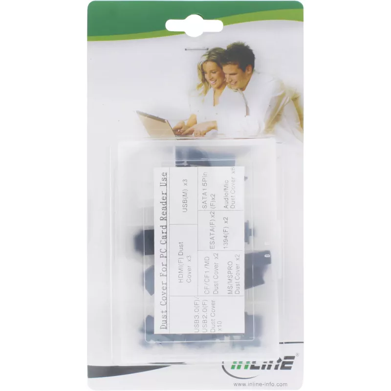 InLine set de cubiertas antipolvo para panel frontal y lector de tarjetas, 30 uds.