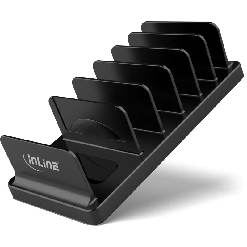InLine soporte múltiple de 6 compartimentos pasivo para escritorio o estantería, negro