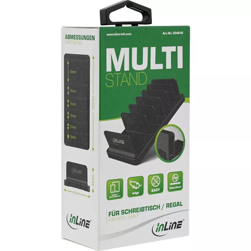 InLine soporte múltiple de 6 compartimentos pasivo para escritorio o estantería, negro