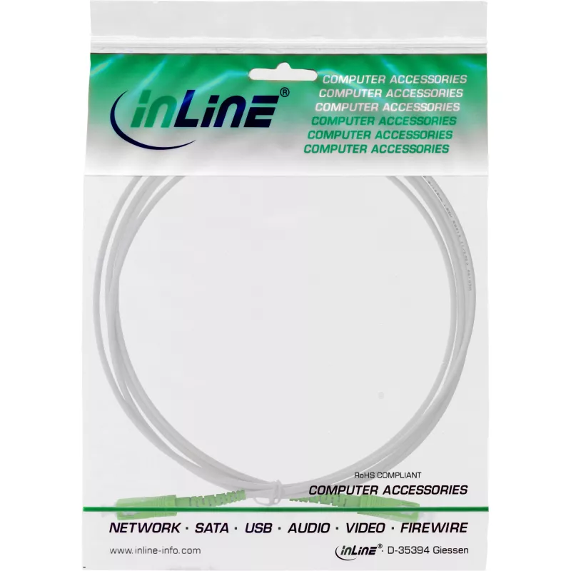InLine cable de fibra óptica simplex, FTTH, SC/APC8° a SC/APC8° 9/125µm OS2 10 m
