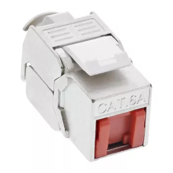 InLine módulo keystone RJ45 Snap-In Cat.6a, con cubierta antipolvo roja