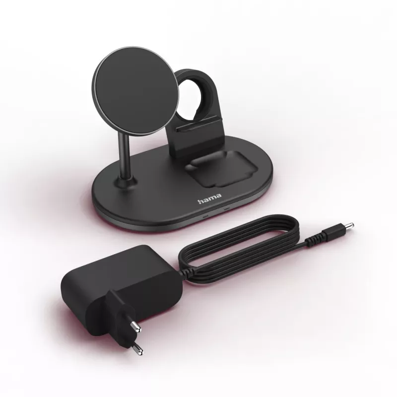 Hama MagCharge Multi Headset, smartphone, reloj negro AC carga inalámbrica carga rápida interior