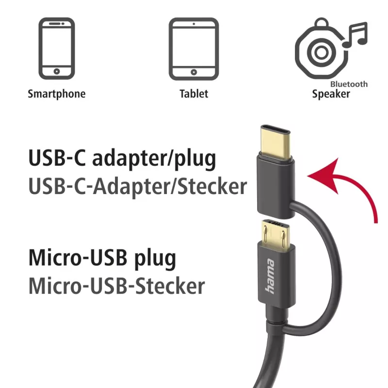 Hama 00201533 Cable USB USB 2.0 1 m USB A Micro-USB B Negro