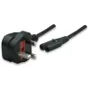 Manhattan Cable de alimentación, conector macho UK de 3 polos a conector hembra C7 (conector de aparato), 1,8 m, 13 A, Negro, Cable, Garantía de por vida