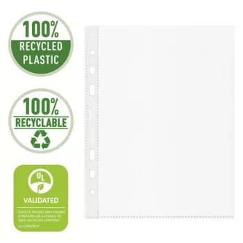 Esselte funda reciclada A5, 150 x 210 mm (A5), transparente, polipropileno (PP), horizontal/vertical, apertura superior, 0,07 mm