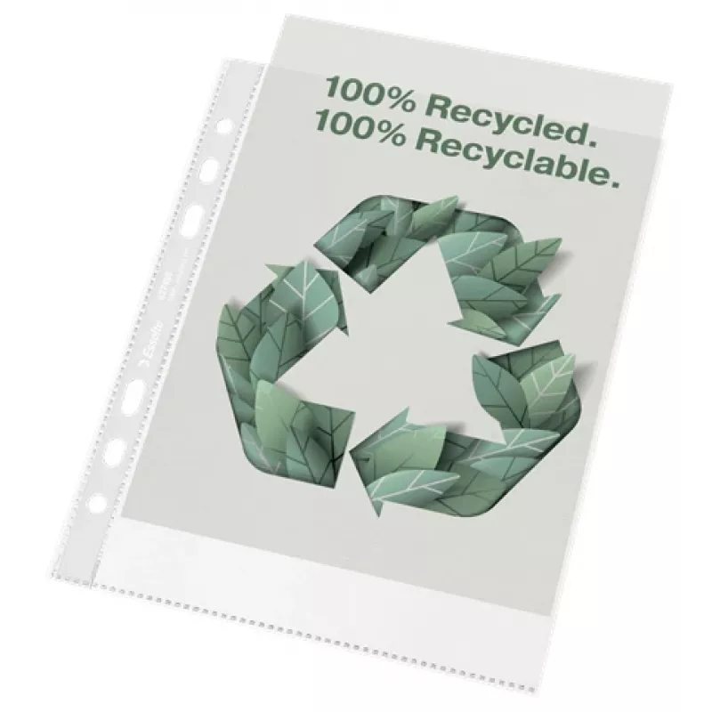 Esselte funda reciclada A5, 150 x 210 mm (A5), transparente, polipropileno (PP), horizontal/vertical, apertura superior, 0,07 mm