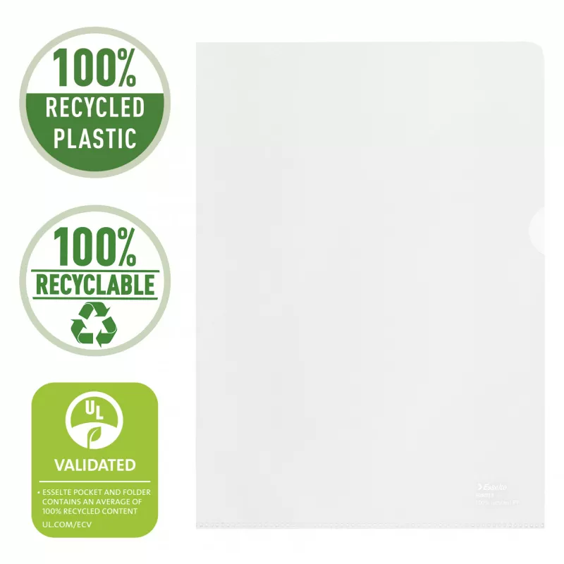Esselte carpeta reciclada A4, carpeta de proyecto, A4, polipropileno (PP), transparente, vertical, 220 mm