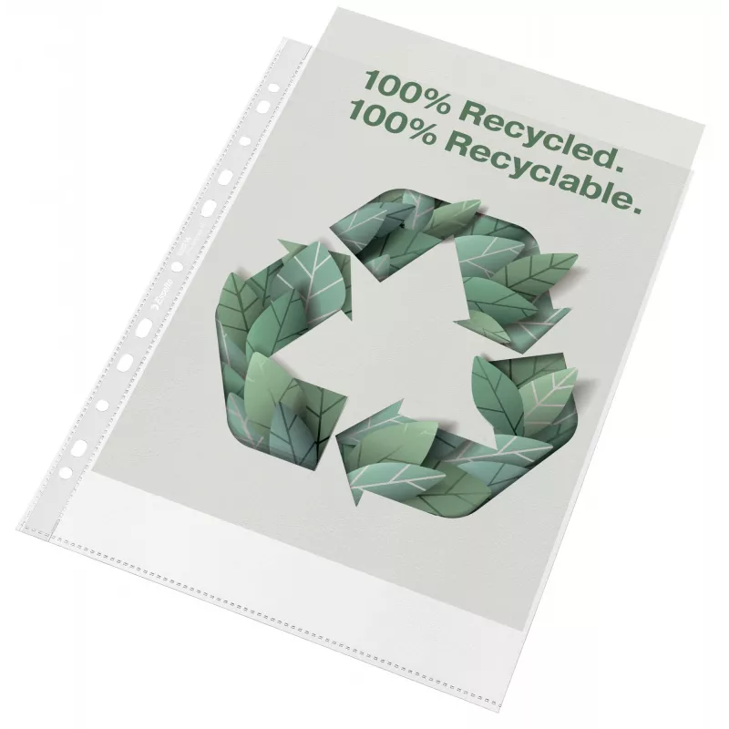 Esselte funda reciclada A4, 210 x 297 mm (A4), transparente, polipropileno (PP), vertical, apertura superior, 0,07 mm