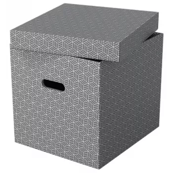 Esselte caja de almacenamiento Home Storage Box Cube, pack de 3, cartón, gris, 320 mm, 315 mm, 365 mm, 850 g