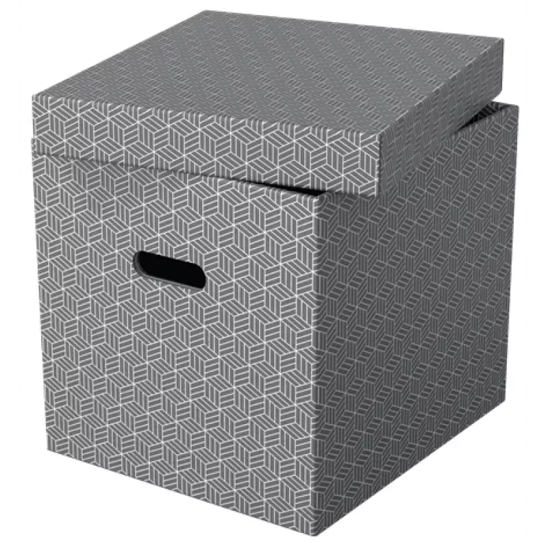 Esselte caja de almacenamiento Home Storage Box Cube, pack de 3, cartón, gris, 320 mm, 315 mm, 365 mm, 850 g