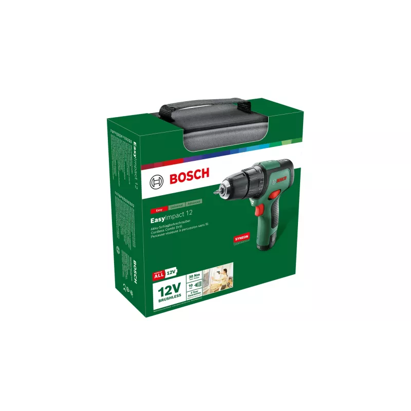 Bosch EasyImpact 12 1300 rpm Sin llave 1 kg Negro, Verde