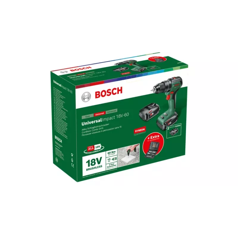 Bosch 0 603 9D7 106 Taladro 1900 rpm Sin llave 1,3 kg Negro, Verde