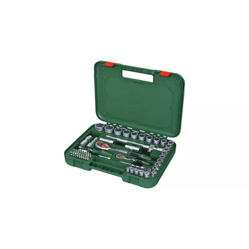 Bosch 1600A02Z9G 1/2 + 1/4 juego de carraca y llaves de vaso, 56 uds., verde