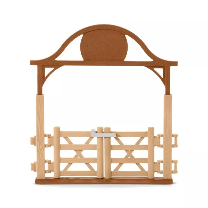 schleich HORSE CLUB Paddock con puerta de entrada, valla de figuras de juego, 5 años, cuadra, caballos, beige, marrón