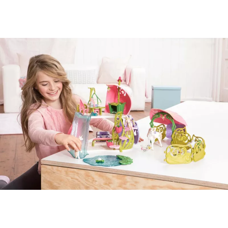 schleich BAYALA Casa de flores brillante con unicornios, lago y establo