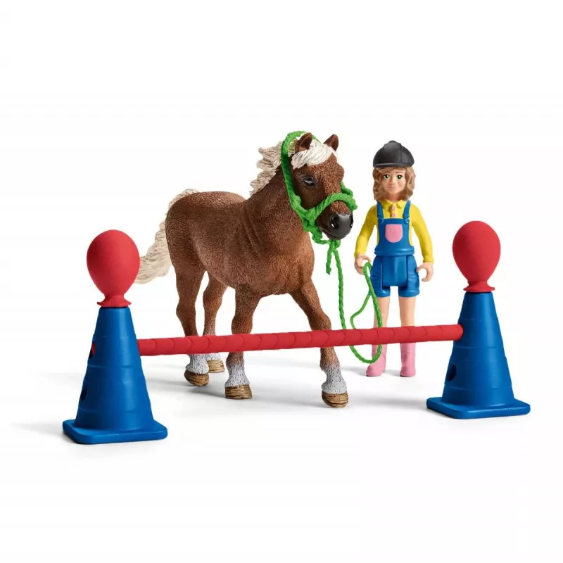 schleich Entrenamiento de agility para pony, agility, animales de granja/juguete de granja, 3 años, multicolor, plástico