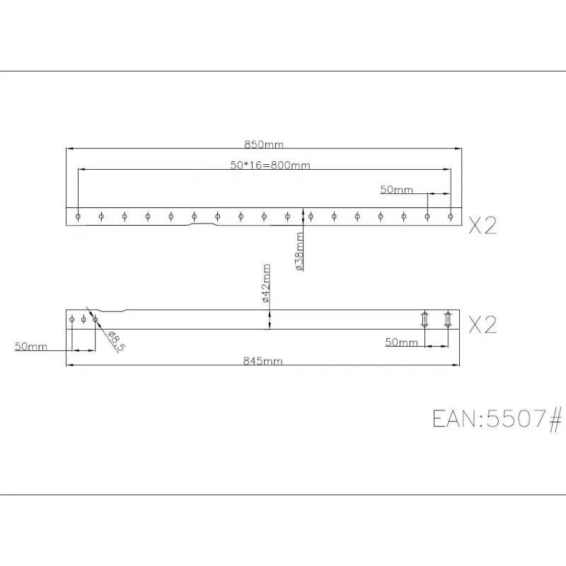 Multibrackets M Tubo de extensión soporte de techo negro 3000mm