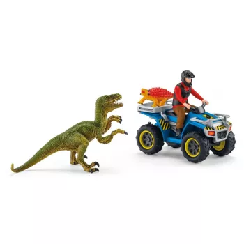 Set de juego Schleich Dinosaurs quad huida del velocirraptor