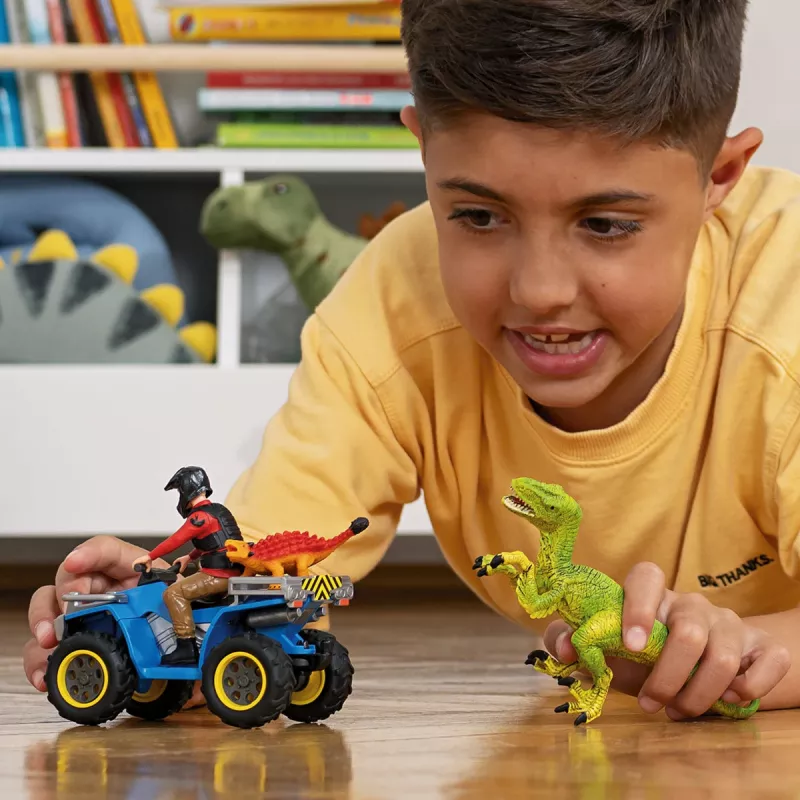 Set de juego Schleich Dinosaurs quad huida del velocirraptor