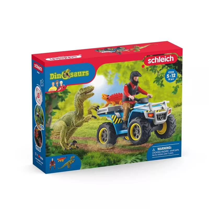 Set de juego Schleich Dinosaurs quad huida del velocirraptor