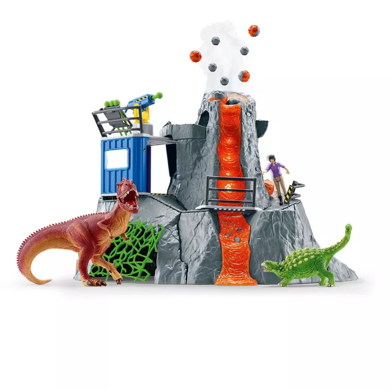 Animal Schleich Dinosaurs base de campamento de la expedición al volcán multicolor 42564