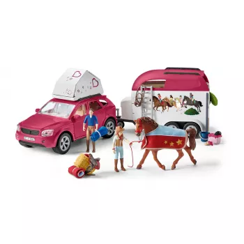 schleich HORSE CLUB aventuras a caballo con coche y remolque, acción/aventura, camping, caballos, 5 año(s), multicolor, plástico