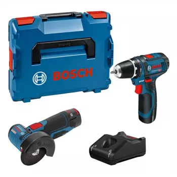 Bosch GSR 12V-15 + GWS 12V-76 + 2 baterías 2 Ah + GAL 12V-40 (L) Professional set de herramientas a batería