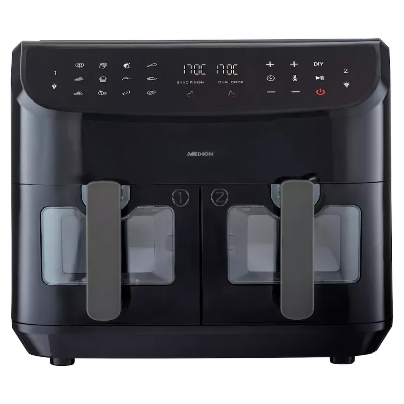 MEDION LIFE P20 Double 8,7 L 2600 W freidora de aire negra