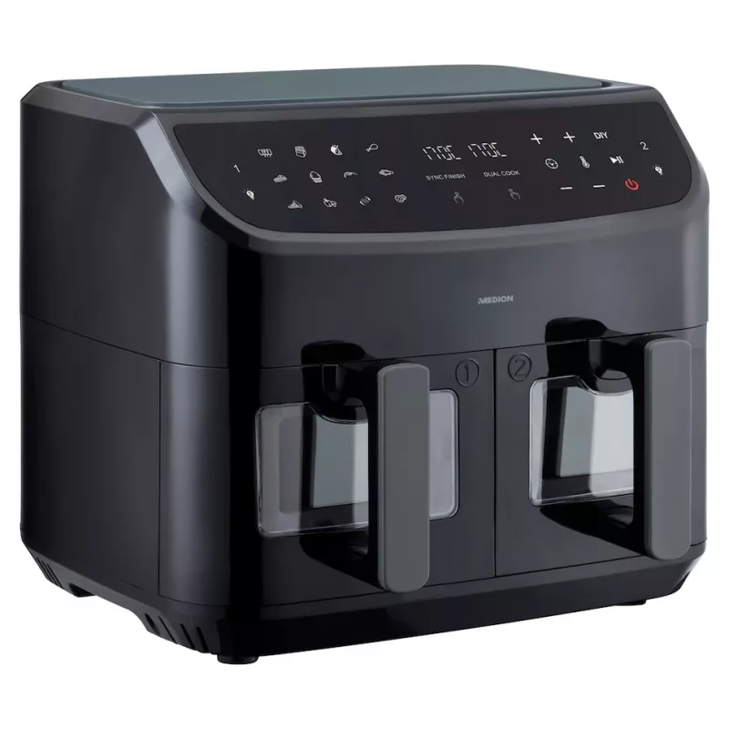 MEDION LIFE P20 Double 8,7 L 2600 W freidora de aire negra
