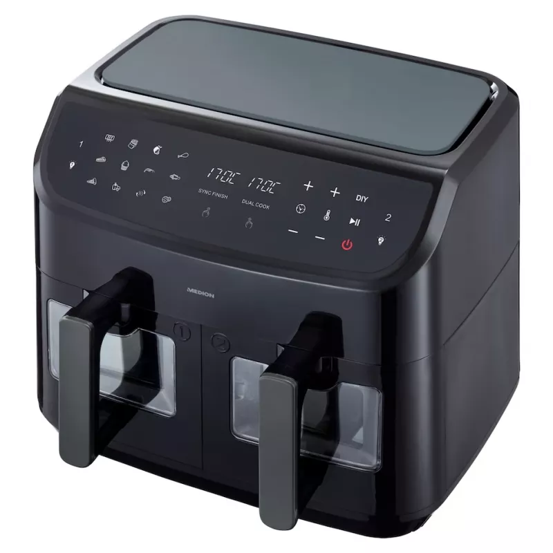 MEDION LIFE P20 Double 8,7 L 2600 W freidora de aire negra