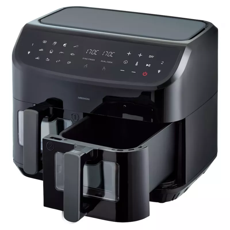 MEDION LIFE P20 Double 8,7 L 2600 W freidora de aire negra