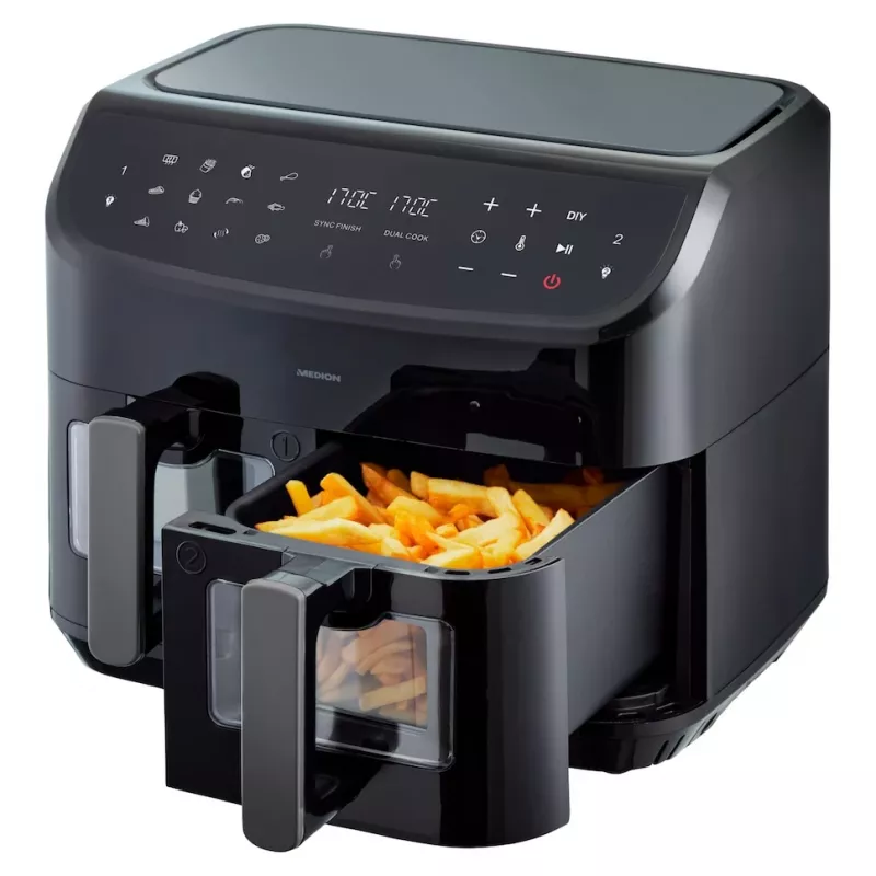 MEDION LIFE P20 Double 8,7 L 2600 W freidora de aire negra