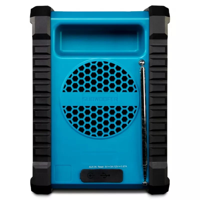 Radio digital portátil MEDION LIFE E65895 (MD 43895) — sintonizador PLL, 10 W RMS, LCD, Bluetooth 10 m, IP54, antena externa, negro/azul
