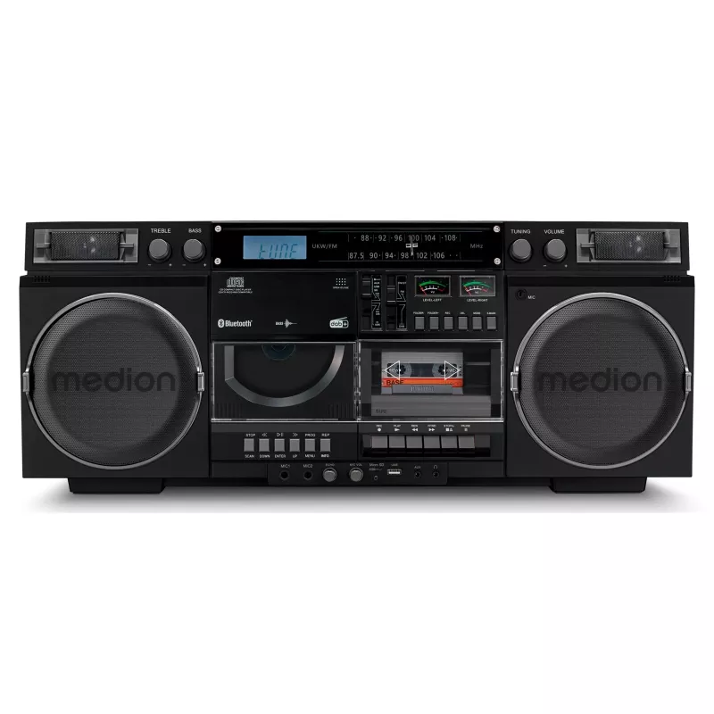 Sistema de música MEDION LIFE P66538 — 20 W, altavoz de 2 vías, DAB+/FM/PLL, Bluetooth, pantalla LCD, negro