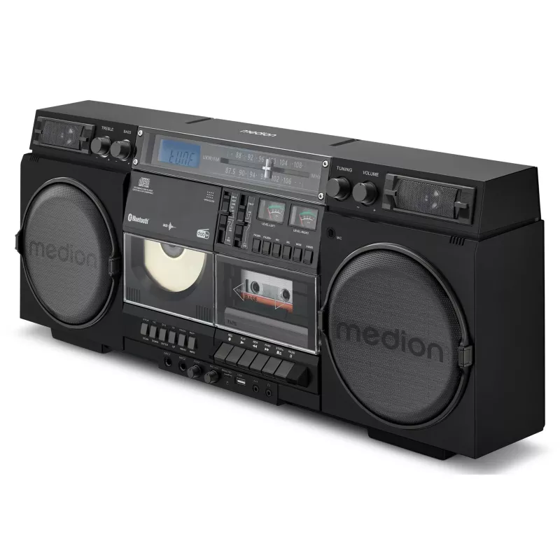 Sistema de música MEDION LIFE P66538 — 20 W, altavoz de 2 vías, DAB+/FM/PLL, Bluetooth, pantalla LCD, negro