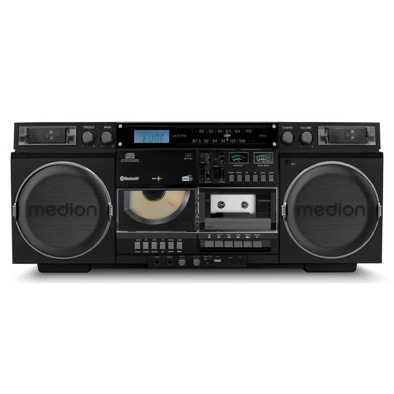 Sistema de música MEDION LIFE P66538 — 20 W, altavoz de 2 vías, DAB+/FM/PLL, Bluetooth, pantalla LCD, negro