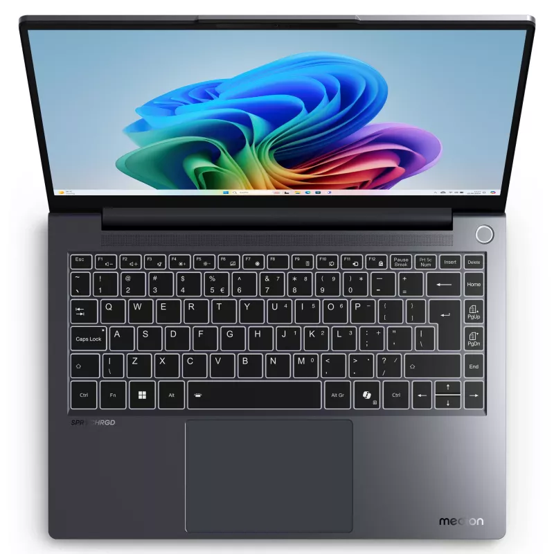 MEDION SPRCHRGD 14 S1 Elite MD62637 Snapdragon X1E-78-100 portátil 35,6 cm (14 inch) WQXGA+ 16 GB LPDDR5-SDRAM 512 GB SSD Wi-Fi 6E (802.11ax) Windows 11 Home inglés US gris