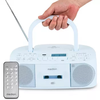 Radio personal MEDION 50079332 — sintonizador digital DAB+/FM, 6 W RMS, pantalla LCD, Bluetooth 10 m, conexión de auriculares de 3,5 mm